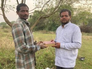 Giving Bible to villager